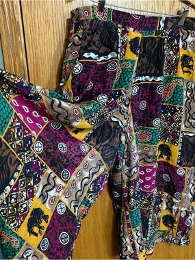 Chaus Wide Leg Crop Pants Patchwork Boho Lounge Comfort Pants SZ 18 Lagenlook
